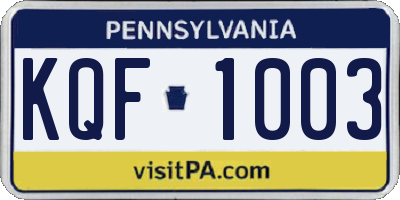 PA license plate KQF1003
