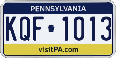 PA license plate KQF1013