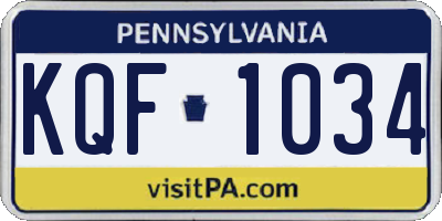 PA license plate KQF1034