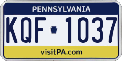 PA license plate KQF1037