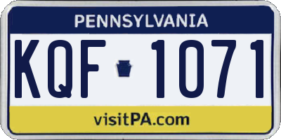 PA license plate KQF1071