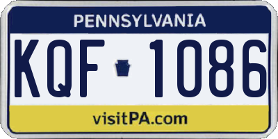 PA license plate KQF1086