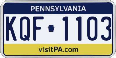 PA license plate KQF1103