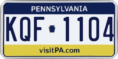 PA license plate KQF1104