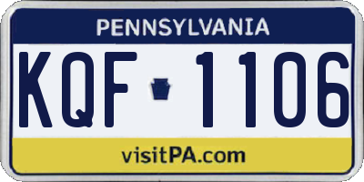 PA license plate KQF1106