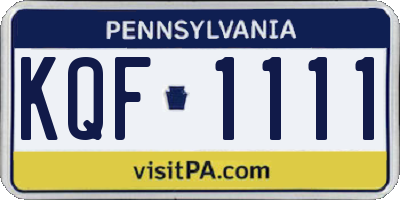 PA license plate KQF1111