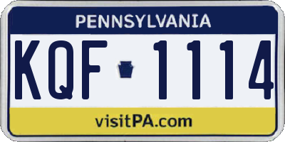 PA license plate KQF1114
