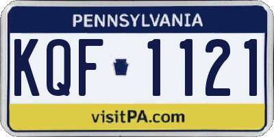 PA license plate KQF1121