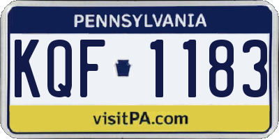 PA license plate KQF1183