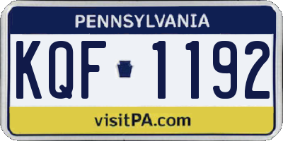 PA license plate KQF1192