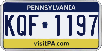 PA license plate KQF1197