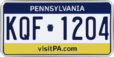 PA license plate KQF1204