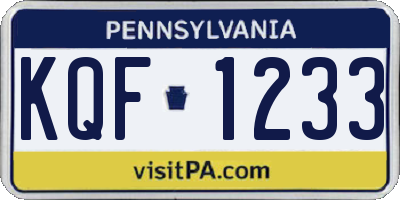 PA license plate KQF1233