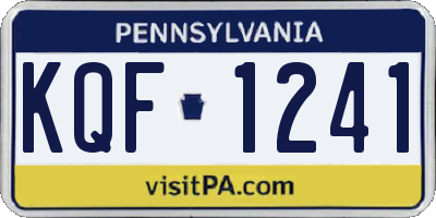 PA license plate KQF1241