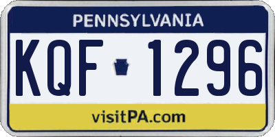 PA license plate KQF1296