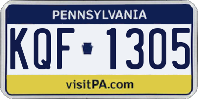PA license plate KQF1305