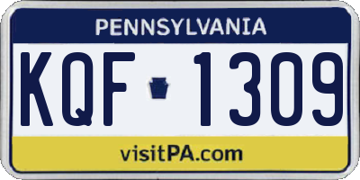 PA license plate KQF1309