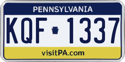 PA license plate KQF1337
