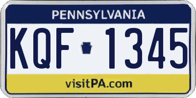 PA license plate KQF1345