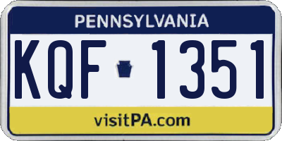 PA license plate KQF1351