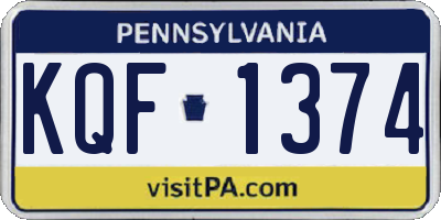 PA license plate KQF1374