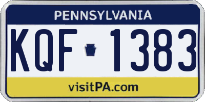 PA license plate KQF1383