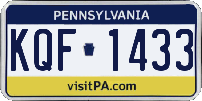 PA license plate KQF1433