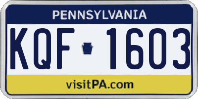 PA license plate KQF1603