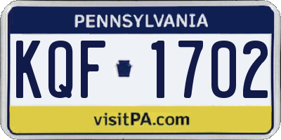 PA license plate KQF1702
