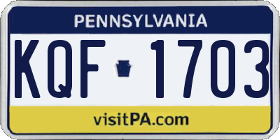 PA license plate KQF1703