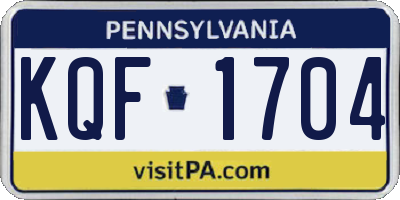 PA license plate KQF1704