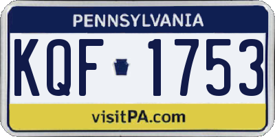 PA license plate KQF1753