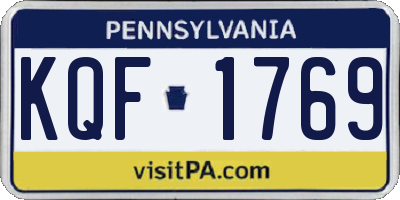 PA license plate KQF1769