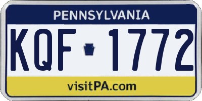 PA license plate KQF1772