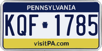 PA license plate KQF1785
