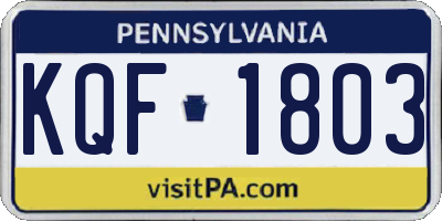 PA license plate KQF1803