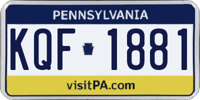 PA license plate KQF1881