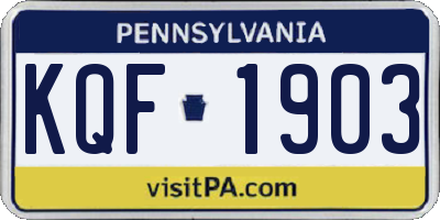 PA license plate KQF1903