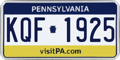 PA license plate KQF1925