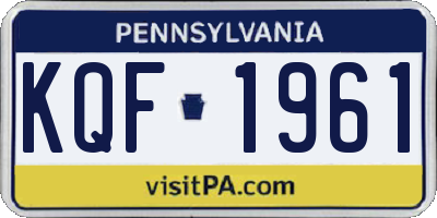 PA license plate KQF1961