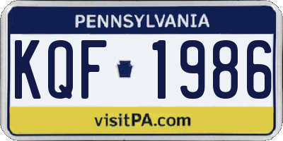 PA license plate KQF1986