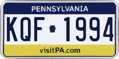 PA license plate KQF1994