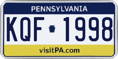 PA license plate KQF1998