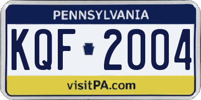 PA license plate KQF2004