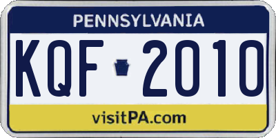 PA license plate KQF2010