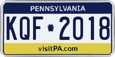 PA license plate KQF2018