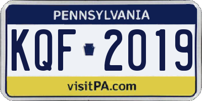 PA license plate KQF2019