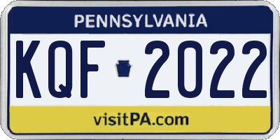 PA license plate KQF2022