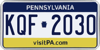 PA license plate KQF2030