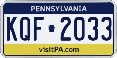 PA license plate KQF2033